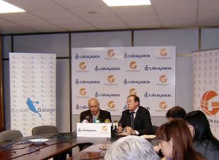 Durante a presentación, na sede da Federación Galega de Baloncesto