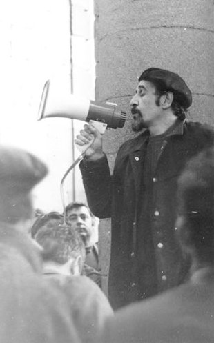 Moncho Valcarce nunha mobilización (Todas as fotos son da web da Irmandade)