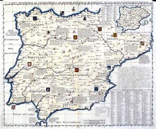 Mapa de Iberia, de H.A. Chatelain / 'Atlas historique', datado entre 1705-1739 (clique para ampliar)