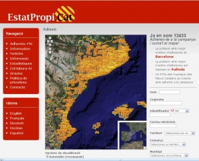 A web da recollida de sinarturas, con todas as bandeirolas marcando os lugares dos que proceden